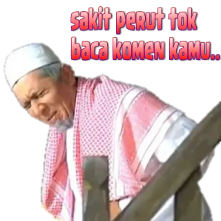 😖 9d3805b1 sakit perut tok baca komen kamu.. Malayo, dolor de estómago, abuelo, comentario whatsapp sticker