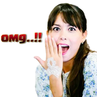 😱 9f3a1745 OMG...!! dios mío, sorprendida, mujer, shock, expresión, chica whatsapp sticker