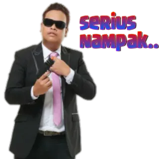 😠 b7f6fce5 Serius nampak.. hombre, traje, gafas de sol, serio, malayo whatsapp sticker