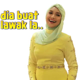 😆 cb0246e5 dia buat lawak la.. mujer, hiyab, sonriendo, comedia, broma whatsapp sticker