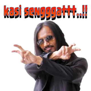 🐝 d29749fb kasi senggattt...!! hombre, gafas de sol, pelo largo, Kasi Senggattt whatsapp sticker