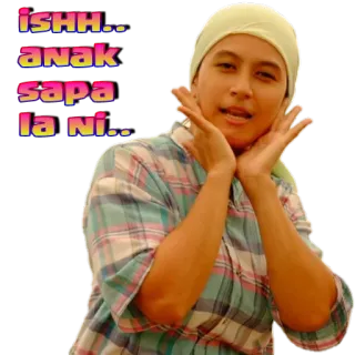 ☺️ e56a084a ISHH.. anak sapa la ni... mujer, pañuelo, malayo, expresión, gente whatsapp sticker