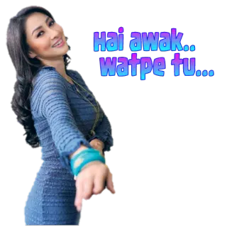 👋 f1a94b49 hai awak.. watpe tu... mujer, saludo, señalando, asiática whatsapp sticker
