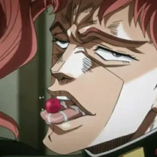 🍒 796e1a21 Noriaki Kakyoin JoJo's Bizarre Adventure อนิเมะ, คาเคียวอิน, โจโจ้, เชอร์รี่, เลีย, แปลก telegram sticker