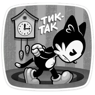 🧐 a9c2d382 TIK-TAK kartun, jam, kucing, tik-tak, waktu whatsapp sticker