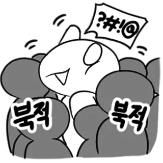 🚇 520ca37e 북적 rabbia, cartone animato, coreano, frustrazione whatsapp sticker