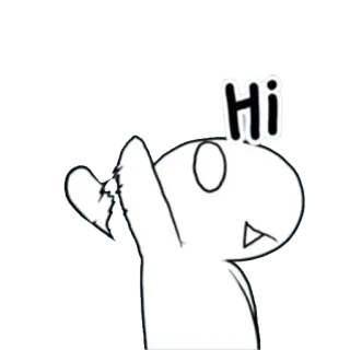 ✋ 80e7325f Hi cartoon, groet, verdriet, schets, zwaaien telegram sticker