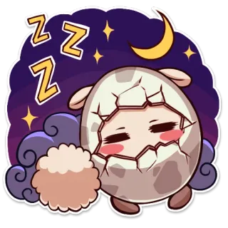 😴 ae13b645 ZZZ endormi, dessin animé, animal, mignon, lune, étoiles, dormir telegram sticker
