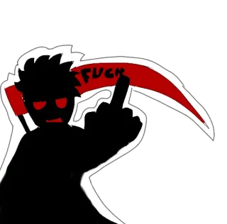 😡 1b7642d2 FUCK offensive, middle finger, weapon, cartoon, death, silhouette, aggression telegram sticker