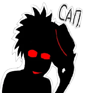 😘 51ac6f15 Сап silhouette, greeting, cartoon, dark, red eyes telegram sticker