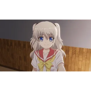 🤟 1c89e928 Nao Tomori Charlotte Anime, Mädchen, Schuluniform, Blaue Augen, Weißes Haar telegram sticker