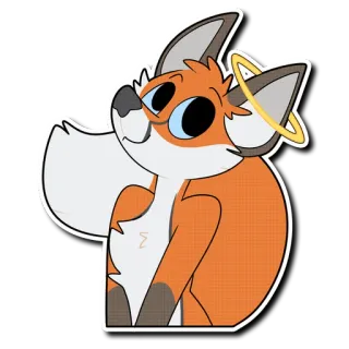 😇 24ddf4b6 fox, cartoon, animal, cute, halo, orange, sticker telegram sticker