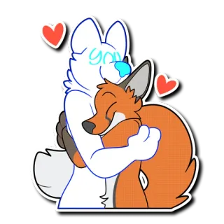 🤗 b3f98f48 YCH cartoon, fox, dog, hug, love, affection telegram sticker