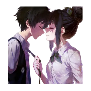 ❤ 1c1b55fa Anime, Couple, Romance, Cravate, Uniforme scolaire, Amour, Affection whatsapp sticker