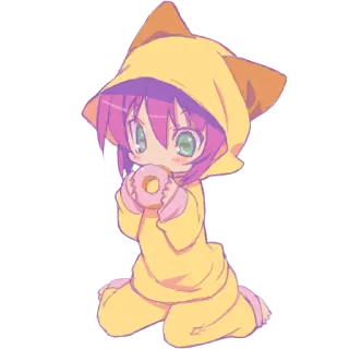 🍩 49acae3e anime, mignon, kawaii, donut, fille, jaune whatsapp sticker