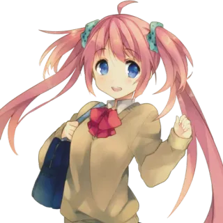 😄 512e4e44 Anime, Fille, Mignon, Cheveux roses, Nattes, Uniforme scolaire whatsapp sticker