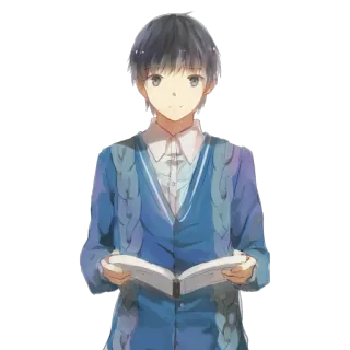 📓 6648959b Anime, Garçon, Lecture, Livre, Cardigan, Kawaii, Manga whatsapp sticker