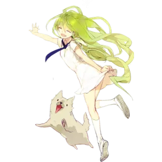 😄 6acd100c Anime, Dessin animé, Fille, Chien, Mignon, Joyeux whatsapp sticker