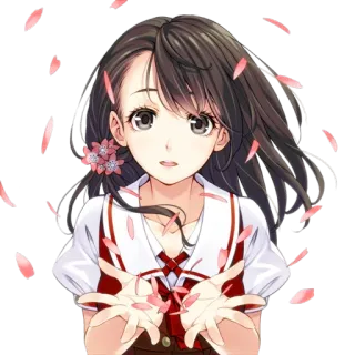 🌸 91e90f34 fille anime, fleurs, mignon, femme, portrait whatsapp sticker