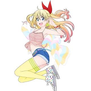 😀 ac48e170 fille anime, personnage de dessin animé, cheveux blonds, ruban rouge, mignon, joyeux whatsapp sticker