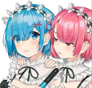 🤗 3b4ac0d2 Rem Аниме, Рем, Горничная, Рам, Re:Zero, Кавай whatsapp sticker