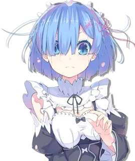 😳 bc0fc0cf Rem Re:Zero Аниме, Рем, Re:Zero, Горничная, Милая, Голубые волосы, Аниме девушка whatsapp sticker