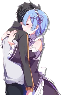 🤗 e7625382 Rem Re:Zero − Starting Life in Another World Аниме, Рем, Re:Zero, Объятие, Милый, Персонаж whatsapp sticker