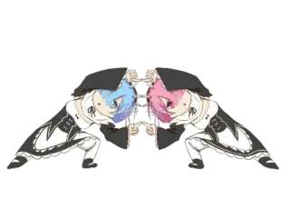 💃 09d06cd7 Rem and Ram Anime, Kembar, Maid/Pelayan, Manga telegram sticker