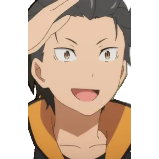 🙃 17ee2747 Natsuki Subaru Re:Zero anime, sonriendo, chico, pelo whatsapp sticker