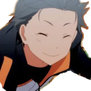 😊 19504f50 Subaru Natsuki Re:Zero anime, chico, sonriendo, feliz whatsapp sticker
