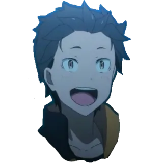 😃 5019301f Subaru Natsuki Re:Zero anime, manga, sonriendo, niño, alegre, dibujos animados whatsapp sticker