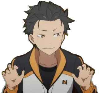 😏 922e67ec Subaru Natsuki Re:Zero anime, arrogante, personaje, expresión, neutral, Re Zero, nervioso whatsapp sticker