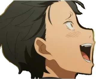 🤩 fb4f4fb2 Subaru Natsuki Re:Zero anime, manga, expresión, gritando, impactado, frustrado whatsapp sticker