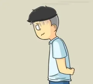 🎭 31067288 การ์ตูน, เด็กผู้ชาย, ประหม่า, เสียใจ, ภาพวาด telegram sticker