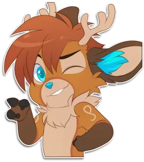 😉 0662ffb6 กวาง, มีขน, น่ารัก, การ์ตูน, ขยิบตา, เขากวาง telegram sticker