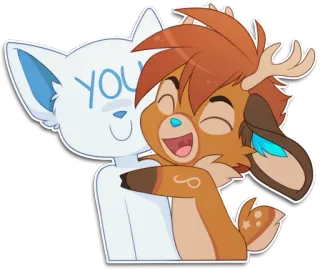 ❤ 27d6dfa1 YOU การ์ตูน, กอด, เพื่อน, น่ารัก, แอนิเมชั่น, ความรัก, อบอุ่น, กวาง telegram sticker