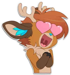 😍 a23b0fae กวาง, ความรัก, ตาเป็นรูปหัวใจ, การ์ตูน, น่ารัก, สัตว์, สติกเกอร์ telegram sticker