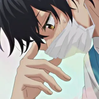 😷 129fd509 애니, 캐릭터, 땀, 마스크, 슬픔, 애니 캐릭터 telegram sticker