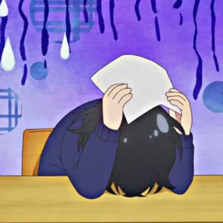 😰 46db467c 애니메이션, 슬픈, 종이, 학생, 책상, 만화 telegram sticker