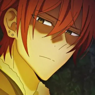 💢 99ede93b 애니메이션, 인물 사진, 남성, 빨간 머리, 진지한, 표정 telegram sticker