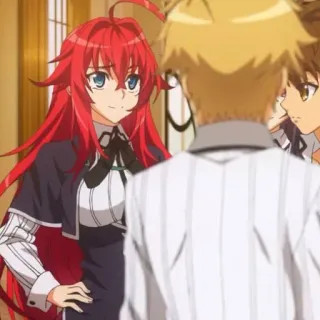 👑 42595a04 anime, tóc đỏ, phụ nữ, trong nhà telegram sticker