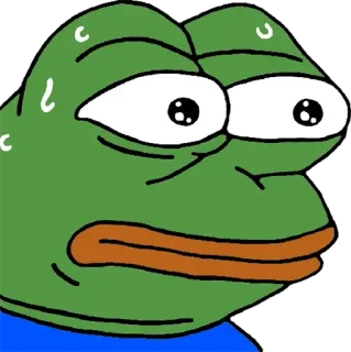 😟 2f6acb95 Pepe the Frog Pepe Żaba, Mem, Mem internetowy, Żaba, Znerwicowany, Spocony telegram sticker
