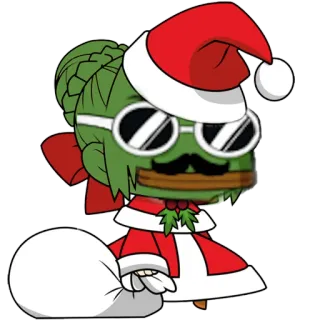 🥳 ba90fb6b Pepe Żaba, Boże Narodzenie, Święty Mikołaj, Meme, Kreskówka, Naklejka telegram sticker