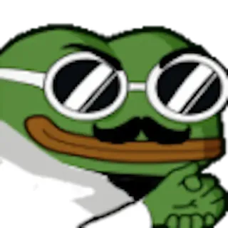 😎 c3707a4c Pepe the Frog Pepe, żaba, mem, mem internetowy, okulary, wąsy, zadowolony telegram sticker