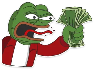 😛 c37612c6 Pepe the Frog Pepe, żaba, pieniądze, mem, kreskówka, kultura internetowa, zielony, gotówka telegram sticker
