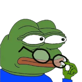 🧐 f685a8fa Pepe the Frog Pepe Żaba, Meme, Meme internetowy, Żaba, Okulary, Myślenie telegram sticker