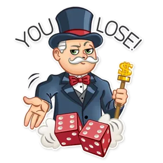 🎲 5f3f7af8 Monopoly Man Monopoly YOU LOSE! monopoli, kaya, dadu, permainan, uang telegram sticker