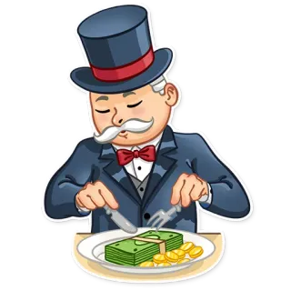 🍽 aa111df6 uang, makan, kekayaan, monopoli, kaya telegram sticker