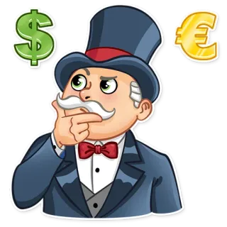🤔 e184aa6e Monopoli, uang, dolar, euro, kaya, bisnis telegram sticker