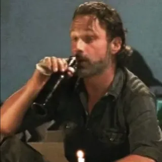 🍺 a4922efa Rick Grimes The Walking Dead drinking, beverage, man, character telegram sticker